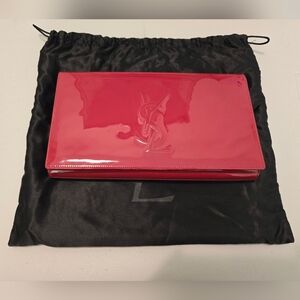 Yves Saint Laurent YSL Red Patent Leather Clutch Bag